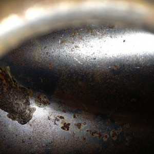 Rust inside tank.