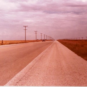 Looking down the road from Dalhart, TX.