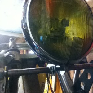 Refurbed vintage headlight,with yellow tint film added