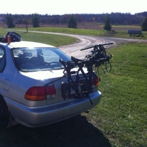 Strapped my frame onto my bike rack of my car to transport it.
