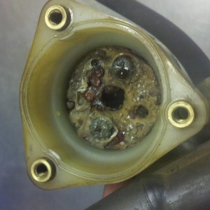 Is the bottom of the master cylinder reservoir supposed to be full of cave formations?