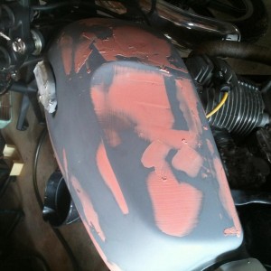 Finally got around to fixing the dinged up gas tank. Pretty sure somebody laid over the bike it came off of.