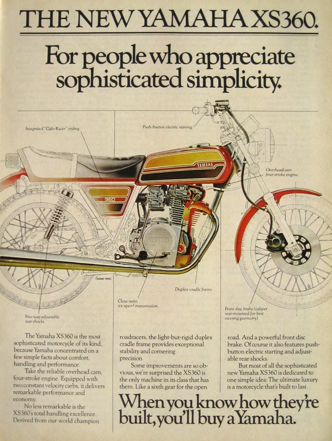 1976 yamaha XS360 advert